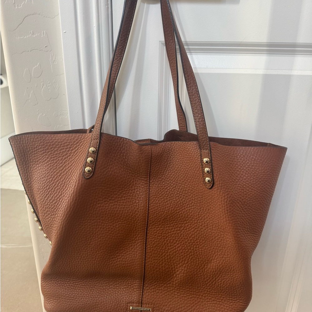 Rebecca Minkoff Brown Leather Tote with Gold Studs